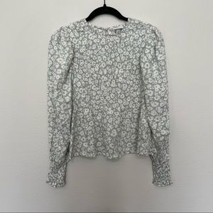NWT a new day sage green floral smocked blouse sz.L womens